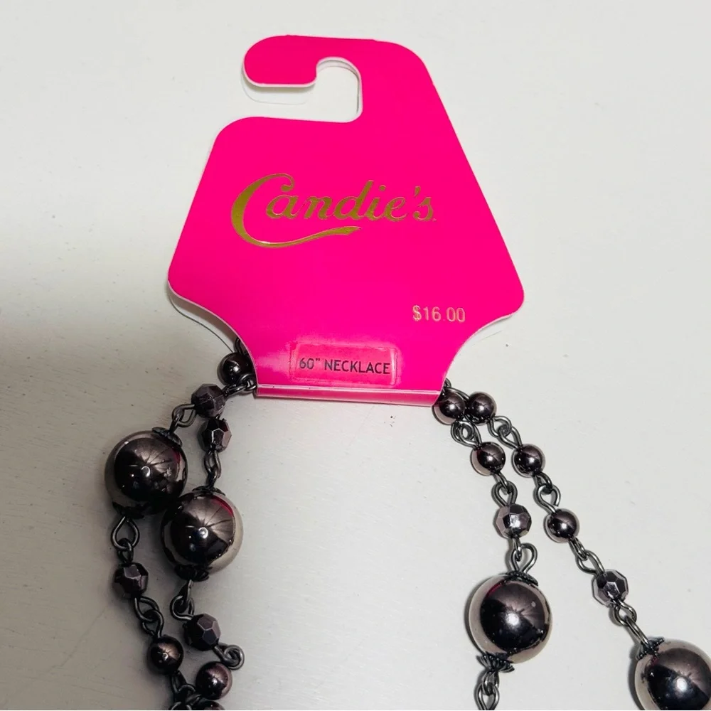 Candie’s Gunmetal Beaded Necklace NWT